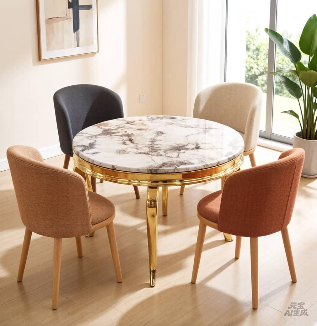 Table en marbre et 4 chaises 
